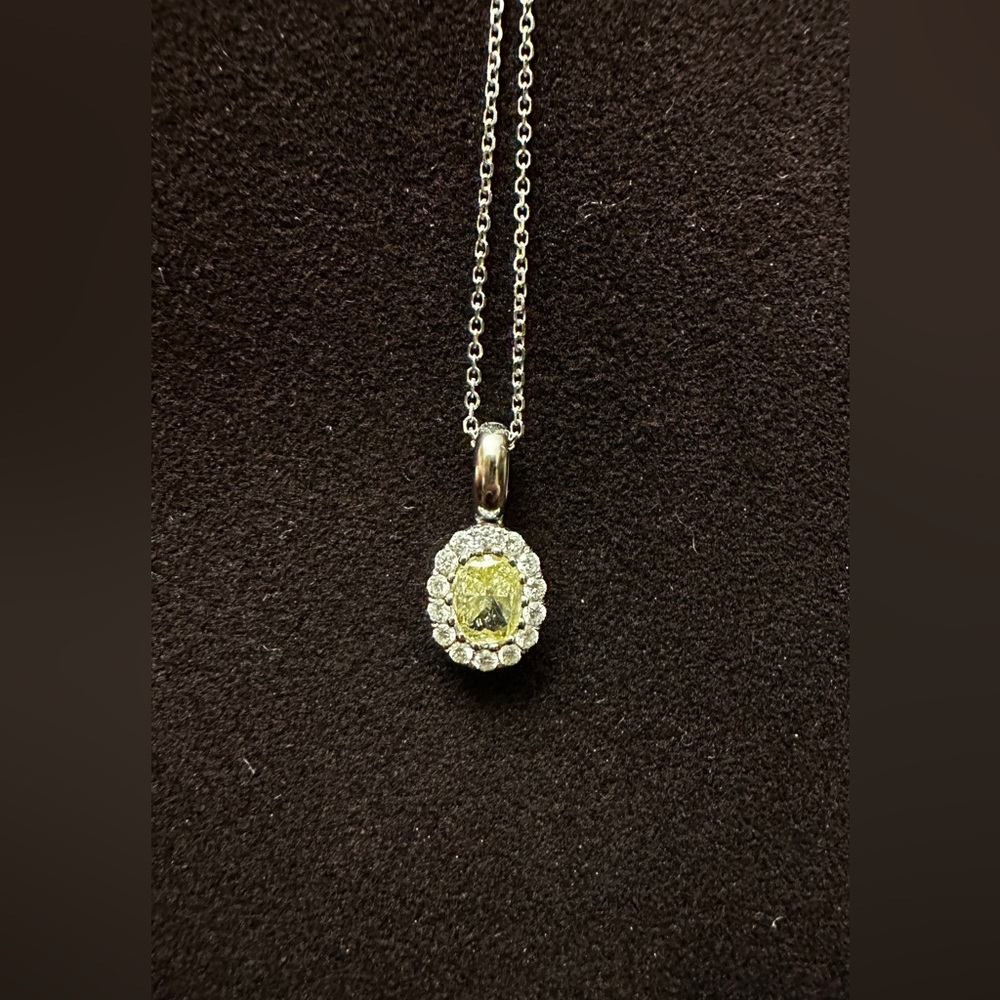 Fancy Yellow Oval Diamond Pendant